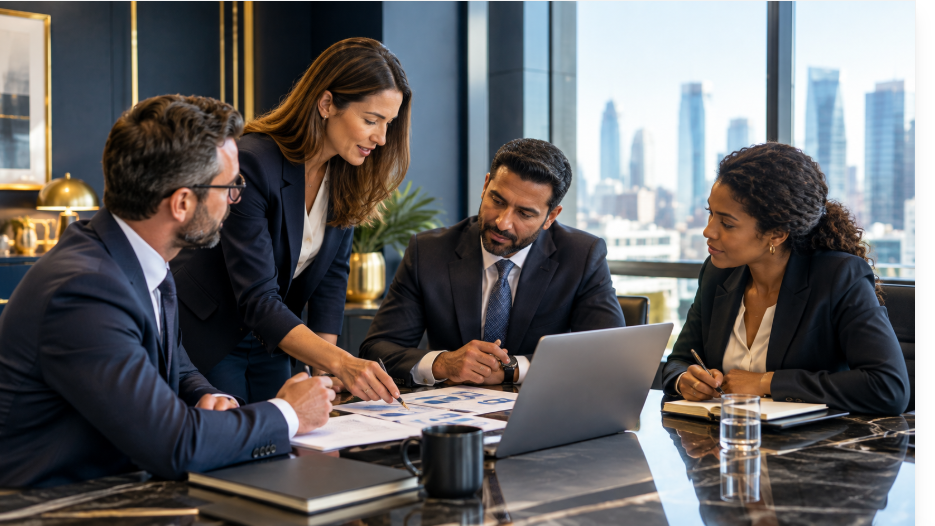 8dor consulting team reviewing a client engagement